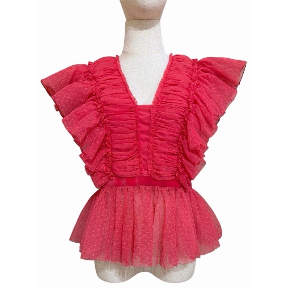 Anthropologie Geisha Designs Ruffled Tulle Top Romantic Whimsical Women’s Size S